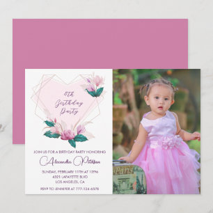 Elégantes invitations de 4ème anniversaire Floral