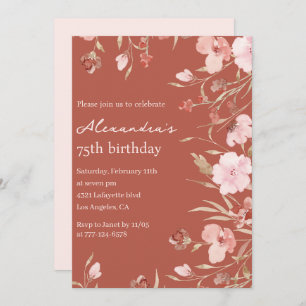 Elégantes invitations de 75e anniversaire Floral C
