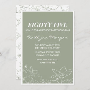 Elégantes invitations de 85e anniversaire Floral G