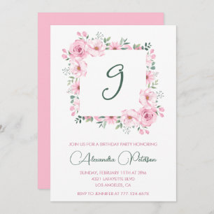 Elégantes invitations de 9e anniversaire Floral Pi