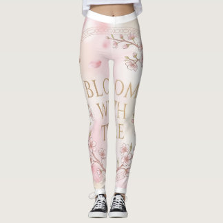 Élégantes leggings de yoga florales rose Cerisier