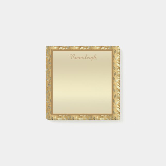 Élégantes notes Post-it feuilles d'or personnalisé (Devant)