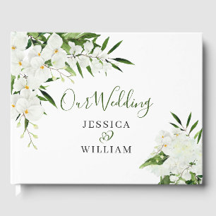 Élégantes orchidées blanches Livre d'or de mariage
