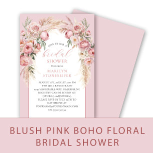Élégantes Pivoines Rose Pâle Boho, Faire-Part de M