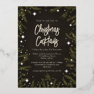 Élégantes stars Cocktails de Noël Foil Invitation
