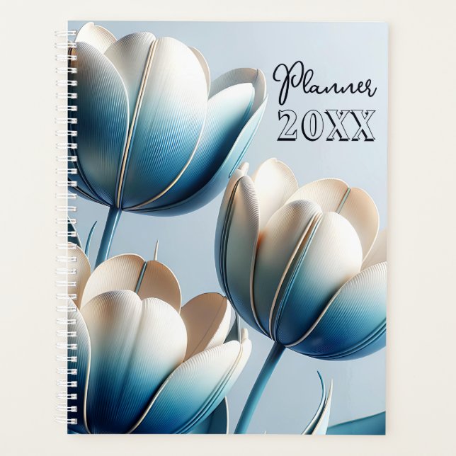 Élégantes tulipes bleues et blanches (Devant)
