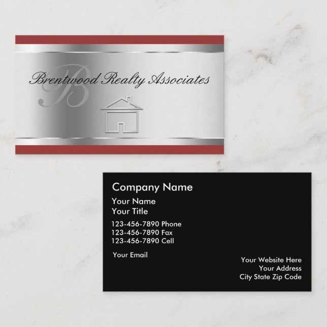 Élégants Cartes de visite immobiliers (Devant / Derrière)