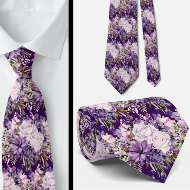 Élégants Cravates floraux violets et blancs (Créateur téléchargé)