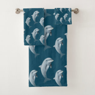 Élégants dauphins mignons modernes sur bleu océan