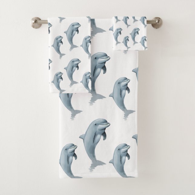Élégants dauphins mignons modernes sur fond blanc (En situation)