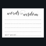 Élégants Mots de sagesse Cartes de conseil Mariage<br><div class="desc">Ces élégantes cartes minimalistes Words of Wisdom seront l'ajout parfait à votre réception de mariage ou de mariage/wedding shower. Ce design combine écriture manuscrite et polices de caractères en noir. Il y a de l'espace pour que les invités laissent leur conseil matrimonial et leur(s) nom(s).</div>