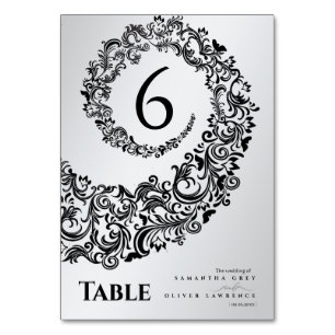 Élégants Numéros de Table Mariage en Damassé Noir 