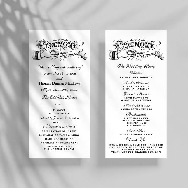 Élégants programmes de cérémonie de Mariage noir e (Créateur téléchargé)