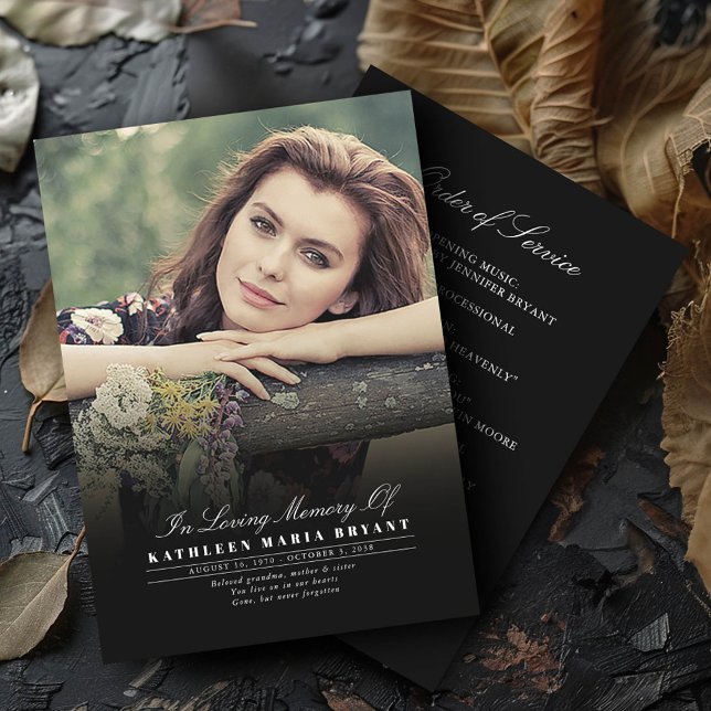 Élégants Programmes De Cérémonie Funéraire Avec Ph (Order of Service Funeral Ceremony Programs With Photo)