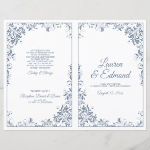 Élégants programmes de mariage Vignes Vintage Bleu