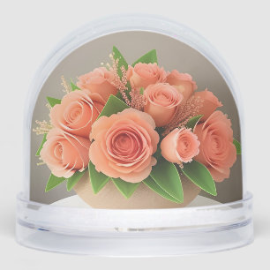 Élégants Roses de corail en bouteille de verre sur