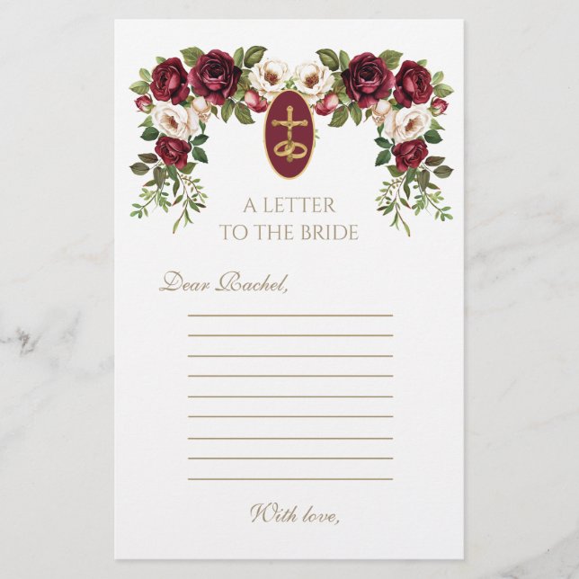 Élégants Roses de Fête des mariées Floral catholiq (Devant)