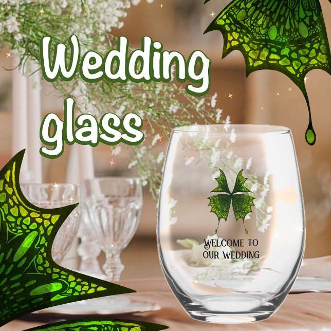 Élégants verres à vin de mariage avec papillon (Créateur téléchargé)