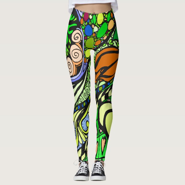 Element 9b Doodle Fine Art Leggings green (Devant)