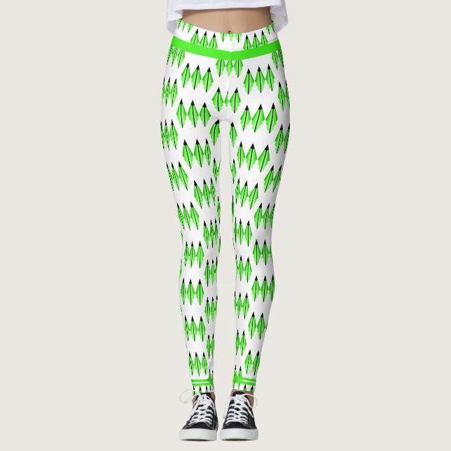 Elément Art déco en Leggings vert citron (Devant)