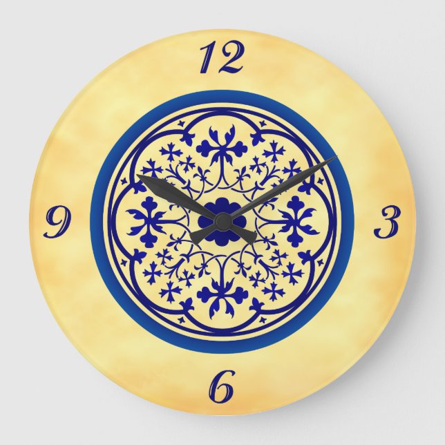 Élément bleu gothique sur horloge murale en faux p (Recto)