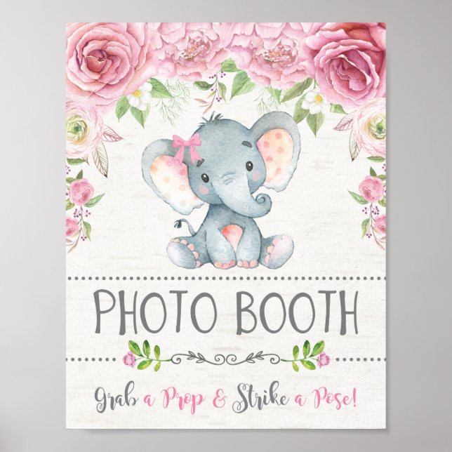 Élément de décoration de photomaton éléphant Roses (Devant)