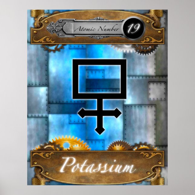 Élément périodique Potassium Atomique #19 Poster (Devant)