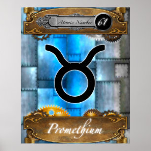 Élément périodique Promethium atomique #61 Poster