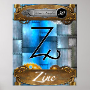 Élément périodique Zinc Numéro atomique #30 Poster