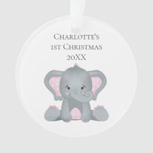 Élément personnalisé Bébé Éléphant Rose Bébé 1er N