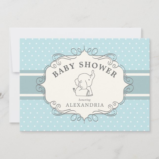Élémentaire Bébé Éléphant | Invitation Baby Shower (Devant)