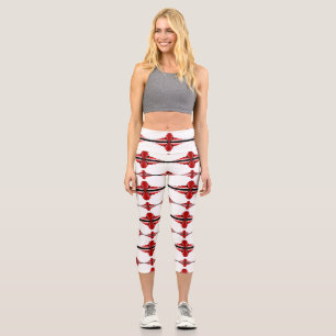 Éléments Art déco dans les leggings capri rouges p