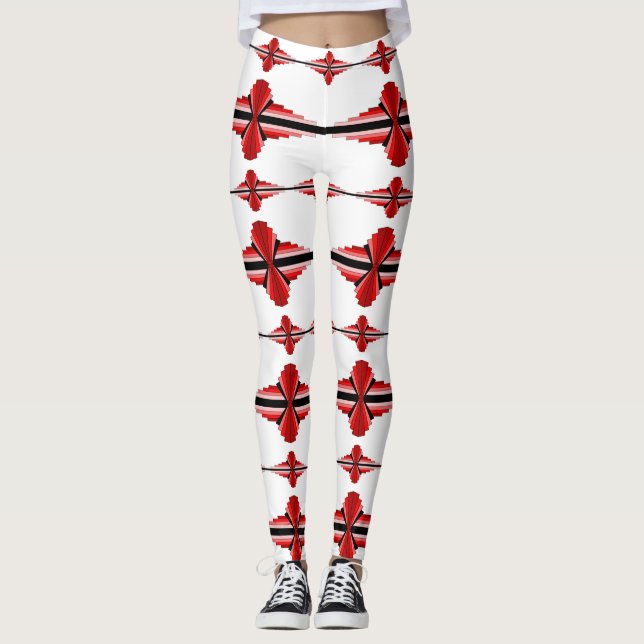 Éléments Art déco dans les leggings rouges profond (Devant)