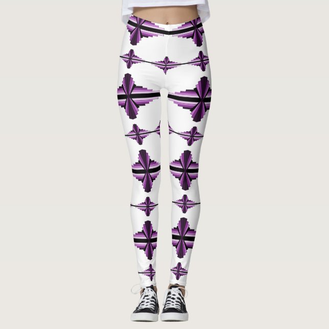 Eléments Art déco en leggings de prune foncée (Devant)