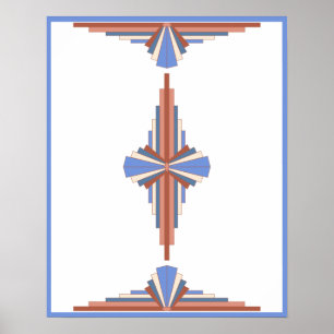 Éléments Art déco en or rose & bleu