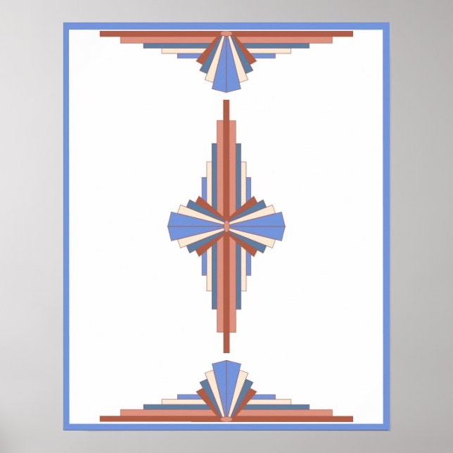 Éléments Art déco en or rose & bleu (Devant)