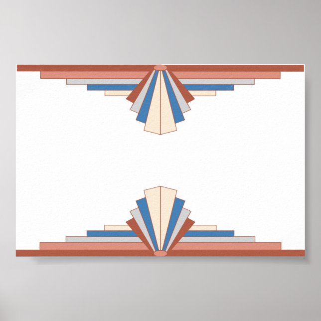 Éléments Art déco en or rose, marron & bleu (Devant)