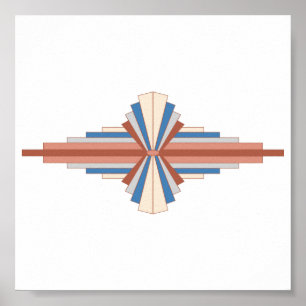 Éléments Art déco en or rose, marron & bleu