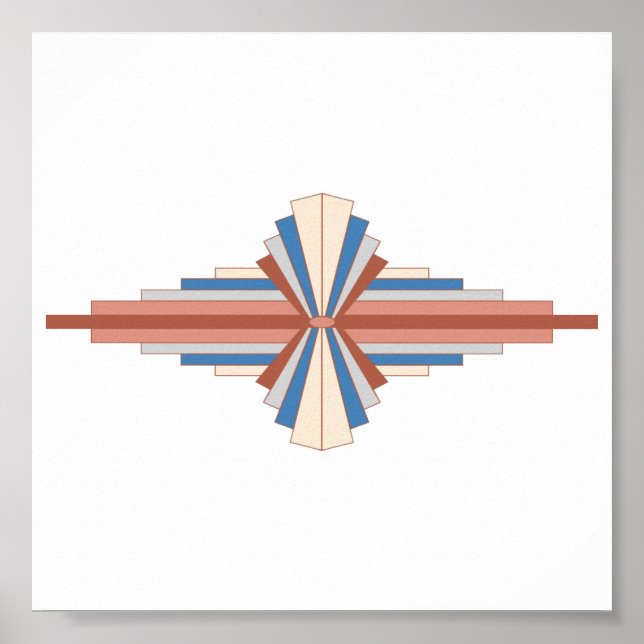 Éléments Art déco en or rose, marron & bleu (Devant)