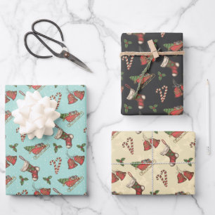 Éléments de Noël anciens enveloppant des feuilles