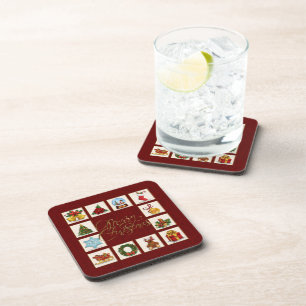 Éléments de Noël Dessous de verre rouge