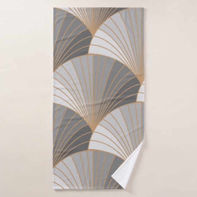 Éléments gris avec contour doré. motif sans soudur (Serviette de bain)