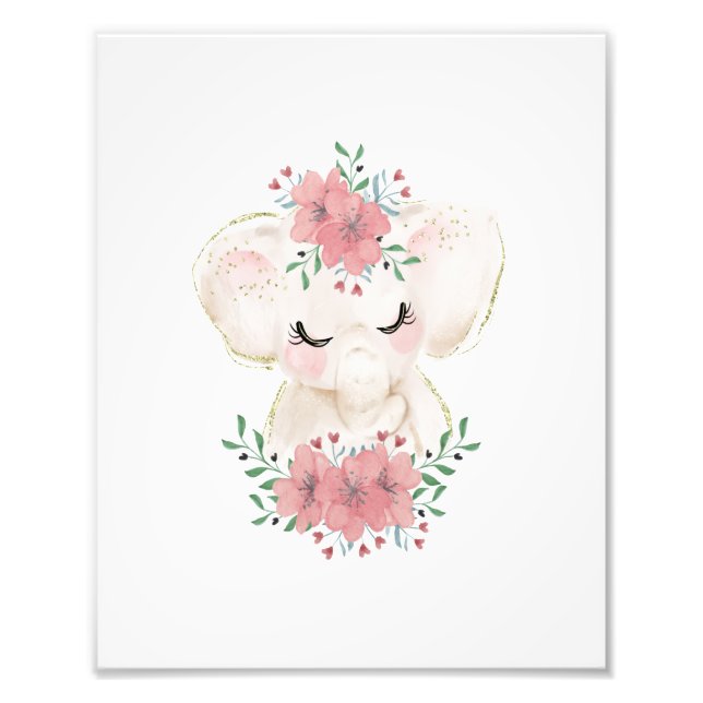 Éléphant à l'aquarelle avec impression photo de fl (Devant)