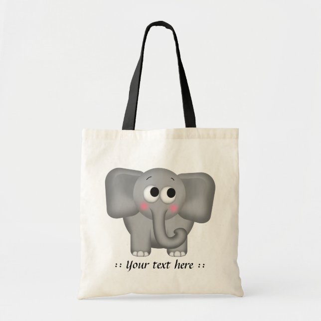Éléphant adorable - sac fourre-tout personnalisé (Devant)