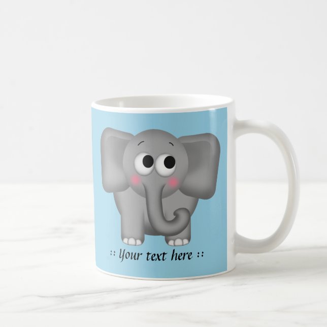 Éléphant adorable - tasse personnalisée par bleu (Droite)