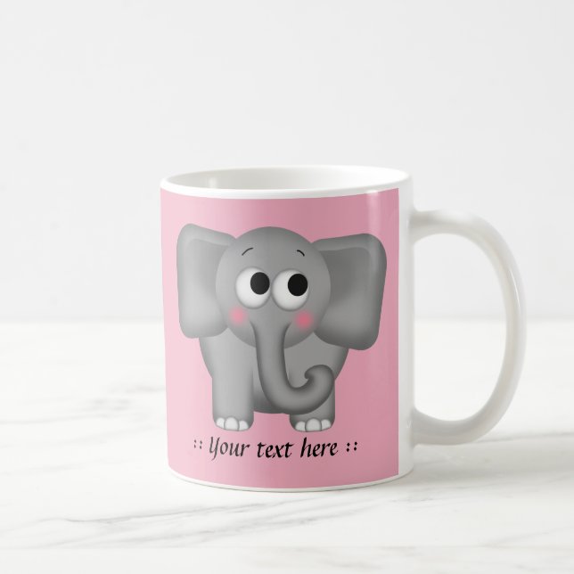 Éléphant adorable - tasse personnalisée par rose (Droite)