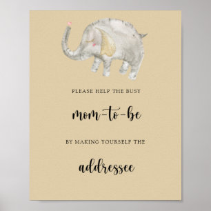 Éléphant - Affiche pour aider la future maman occu