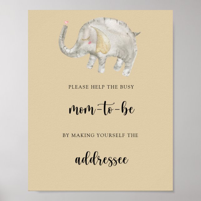 Éléphant - Affiche pour aider la future maman occu (Devant)