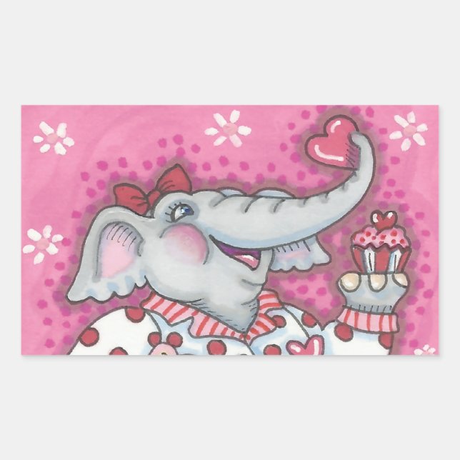 Elephant amoureux VALENTINE STICKERS Rectangle (Devant)