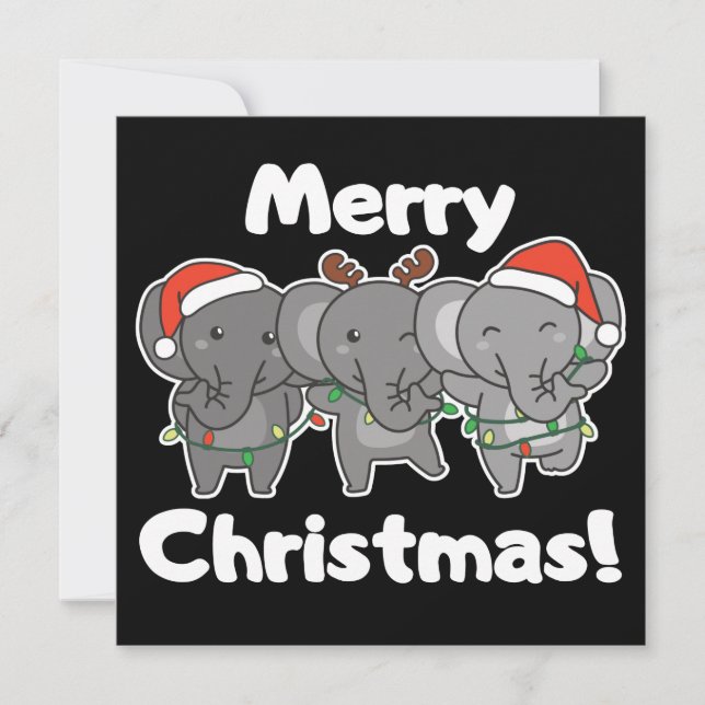 Éléphant Animaux de Noël Éléphants Invitation Joye (Devant)